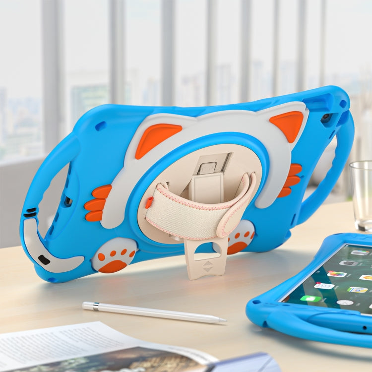 Cute Cat King Kids Shockproof Silicone Tablet Case with Holder & Shoulder Strap & Handle For iPad 10.2 2021 / 2020 / 2019 / Pro 10.5 / Air 10.5(Light Blue) - iPad 10.2 Cases by buy2fix | Online Shopping UK | buy2fix