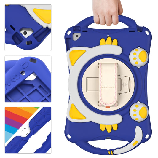 Cute Cat King Kids Shockproof Silicone Tablet Case with Holder & Shoulder Strap & Handle For iPad 10.2 2021 / 2020 / 2019 / Pro 10.5 / Air 10.5(Dark Blue) - iPad 10.2 Cases by buy2fix | Online Shopping UK | buy2fix