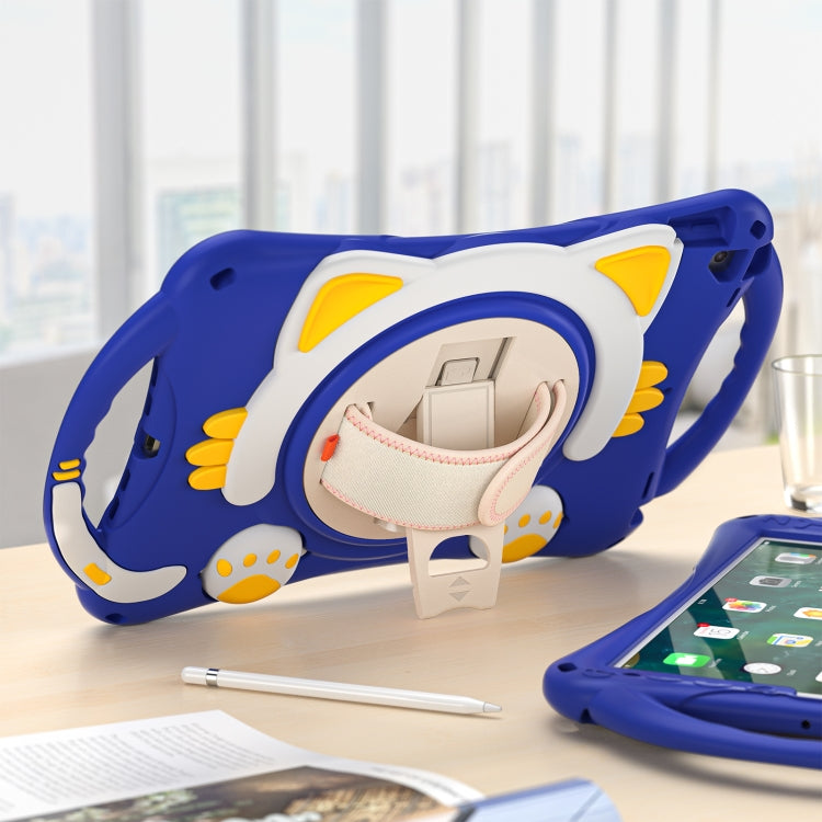 Cute Cat King Kids Shockproof Silicone Tablet Case with Holder & Shoulder Strap & Handle For iPad 10.2 2021 / 2020 / 2019 / Pro 10.5 / Air 10.5(Dark Blue) - iPad 10.2 Cases by buy2fix | Online Shopping UK | buy2fix