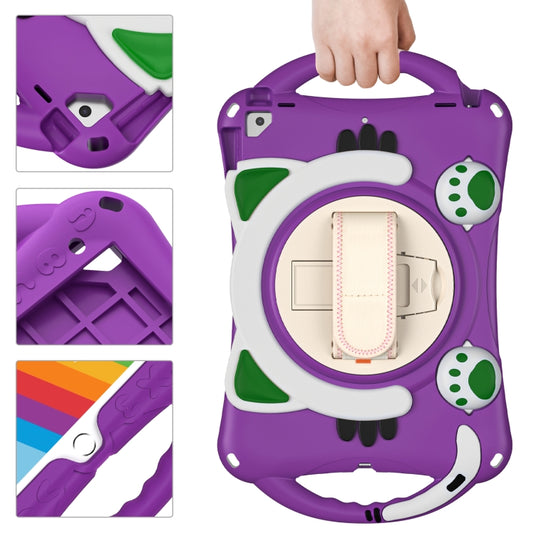 Cute Cat King Kids Shockproof Silicone Tablet Case with Holder & Shoulder Strap & Handle For iPad 10.2 2021 / 2020 / 2019 / Pro 10.5 / Air 10.5(Purple) - iPad 10.2 Cases by buy2fix | Online Shopping UK | buy2fix