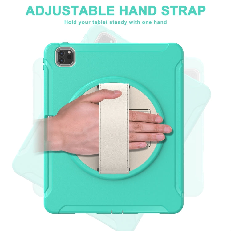 For iPad Pro 12.9 2022 / 2021 360 Degree Rotation PC + TPU Protective Tablet Case with Holder & Hand-strap(Mint Green) - iPad Pro 12.9 (2022/2021) Cases by buy2fix | Online Shopping UK | buy2fix