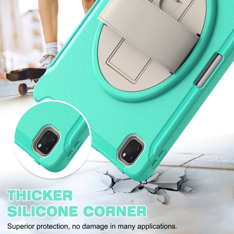 For iPad Pro 12.9 2022 / 2021 360 Degree Rotation PC + TPU Protective Tablet Case with Holder & Hand-strap(Mint Green) - iPad Pro 12.9 (2022/2021) Cases by buy2fix | Online Shopping UK | buy2fix