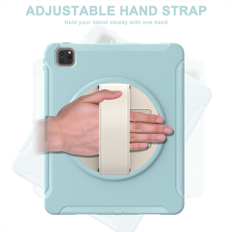 For iPad Pro 12.9 2022 / 2021 360 Degree Rotation PC + TPU Protective Tablet Case with Holder & Hand-strap(Ice Blue) - iPad Pro 12.9 (2022/2021) Cases by buy2fix | Online Shopping UK | buy2fix