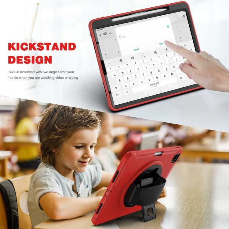 For iPad Pro 12.9 2022 / 2021 360 Degree Rotation PC + TPU Protective Tablet Case with Holder & Hand-strap(Red) - iPad Pro 12.9 (2022/2021) Cases by buy2fix | Online Shopping UK | buy2fix