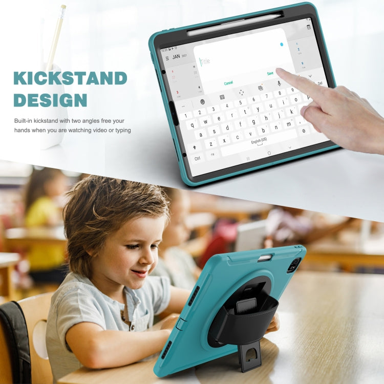 For iPad Pro 12.9 2022 / 2021 360 Degree Rotation PC + TPU Protective Tablet Case with Holder & Hand-strap(Blue) - iPad Pro 12.9 (2022/2021) Cases by buy2fix | Online Shopping UK | buy2fix