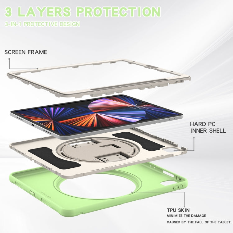For iPad Pro 12.9 2022 / 2021 360 Degree Rotation PC + TPU Protective Tablet Case with Holder & Hand-strap(Matcha Green) - iPad Pro 12.9 (2022/2021) Cases by buy2fix | Online Shopping UK | buy2fix