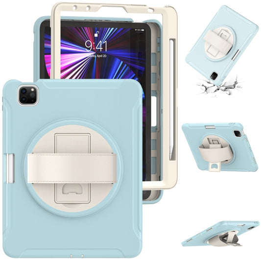 360 Rotation PC + TPU ablet Case with Holder & Strap For iPad Air 2020 / 2022 10.9 / Pro 11 2022 / 2021 / 2020 / 2018(Ice Blue) - iPad Pro 11 (2020) Cases by buy2fix | Online Shopping UK | buy2fix