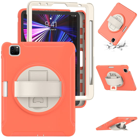 360 Rotation PC + TPU ablet Case with Holder & Strap For iPad Air 2020 / 2022 10.9 / Pro 11 2022 / 2021 / 2020 / 2018(Coral Orange) - iPad Pro 11 (2020) Cases by buy2fix | Online Shopping UK | buy2fix