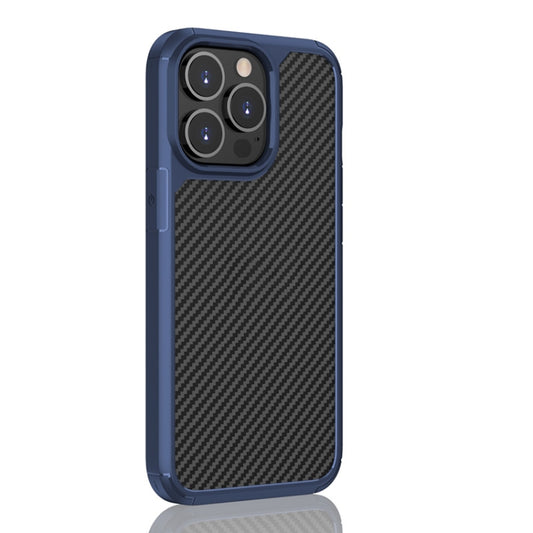 For iPhone 13 Pro Pioneer Carbon Fiber Texture Shockproof TPU + PC Case (Blue) by buy2fix