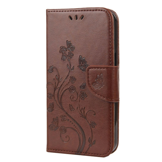 For iPhone 13 Pro Butterfly Flower Pattern Horizontal Flip Leather Case with Holder & Card Slots & Wallet (Brown) by buy2fix
