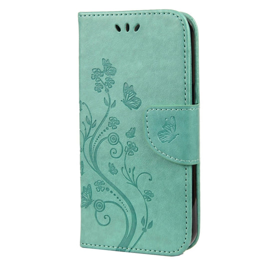 For iPhone 13 Pro Max Butterfly Flower Pattern Horizontal Flip Leather Case with Holder & Card Slots & Wallet (Green) by buy2fix