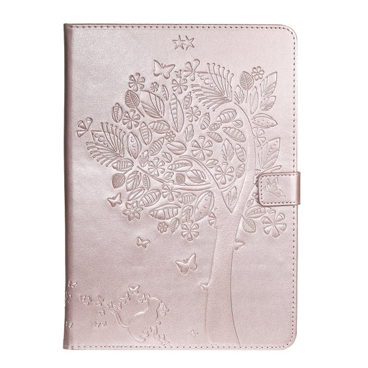 For iPad 10.2 / Pro 10.5 / Air 2019 Pressed Printing Cat and Tree Pattern Horizontal Flip Leather Case with Holder & Card Slots & Wallet(Rose Gold) - iPad Air (2019) Cases by buy2fix | Online Shopping UK | buy2fix