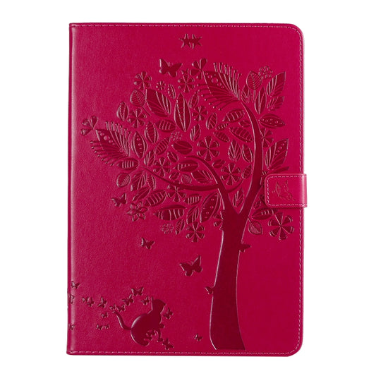 For iPad 10.2 / Pro 10.5 / Air 2019 Pressed Printing Cat and Tree Pattern Horizontal Flip Leather Case with Holder & Card Slots & Wallet(Rose Red) - iPad Air (2019) Cases by buy2fix | Online Shopping UK | buy2fix