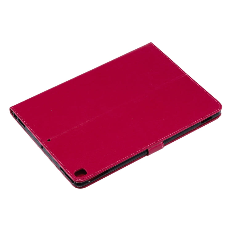 For iPad 10.2 / Pro 10.5 / Air 2019 Pressed Printing Cat and Tree Pattern Horizontal Flip Leather Case with Holder & Card Slots & Wallet(Rose Red) - iPad Air (2019) Cases by buy2fix | Online Shopping UK | buy2fix