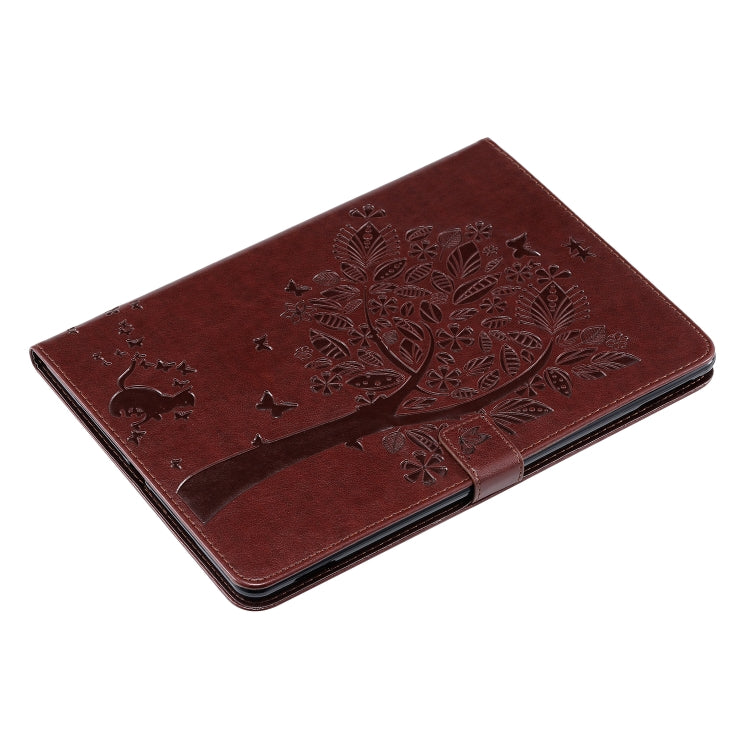 For iPad 10.2 / Pro 10.5 / Air 2019 Pressed Printing Cat and Tree Pattern Horizontal Flip Leather Case with Holder & Card Slots & Wallet(Brown) - iPad Air (2019) Cases by buy2fix | Online Shopping UK | buy2fix