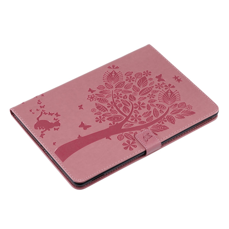 For iPad 10.2 / Pro 10.5 / Air 2019 Pressed Printing Cat and Tree Pattern Horizontal Flip Leather Case with Holder & Card Slots & Wallet(Pink) - iPad Air (2019) Cases by buy2fix | Online Shopping UK | buy2fix