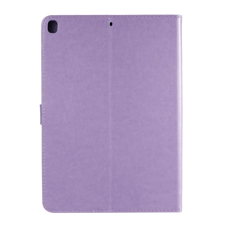 For iPad 10.2 / Pro 10.5 / Air 2019 Pressed Printing Cat and Tree Pattern Horizontal Flip Leather Case with Holder & Card Slots & Wallet(Purple) - iPad Air (2019) Cases by buy2fix | Online Shopping UK | buy2fix