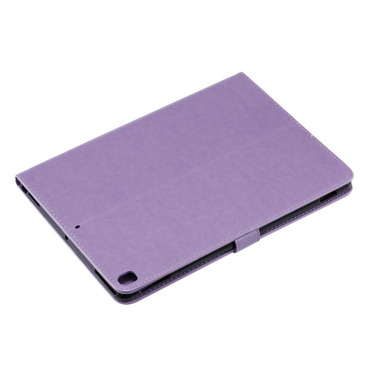 For iPad 10.2 / Pro 10.5 / Air 2019 Pressed Printing Cat and Tree Pattern Horizontal Flip Leather Case with Holder & Card Slots & Wallet(Purple) - iPad Air (2019) Cases by buy2fix | Online Shopping UK | buy2fix
