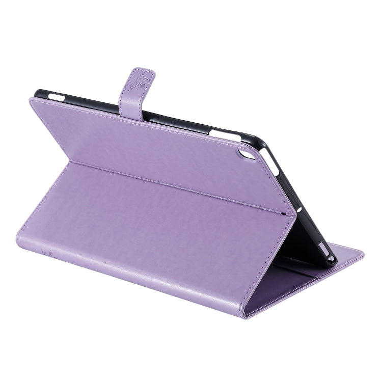 For iPad 10.2 / Pro 10.5 / Air 2019 Pressed Printing Cat and Tree Pattern Horizontal Flip Leather Case with Holder & Card Slots & Wallet(Purple) - iPad Air (2019) Cases by buy2fix | Online Shopping UK | buy2fix
