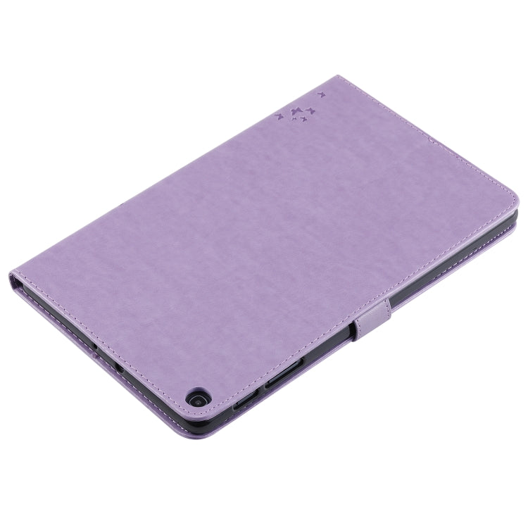 For Galaxy Tab A 10.1 (2019) Pressed Printing Cat and Tree Pattern Horizontal Flip Leather Case with Holder & Card Slots & Wallet(Purple) by buy2fix