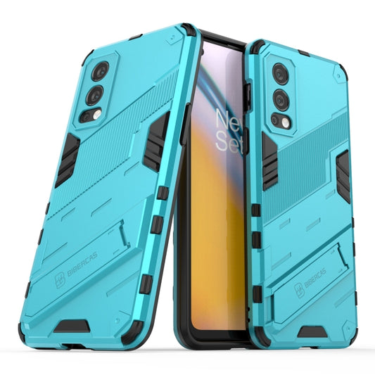 For OnePlus Nord 2 5G Punk Armor 2 in 1 PC + TPU Shockproof Case with Invisible Holder(Blue) by buy2fix