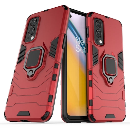 For OnePlus Nord 2 5G PC + TPU Shockproof Protective Case with Magnetic Ring Holder(Red) by buy2fix