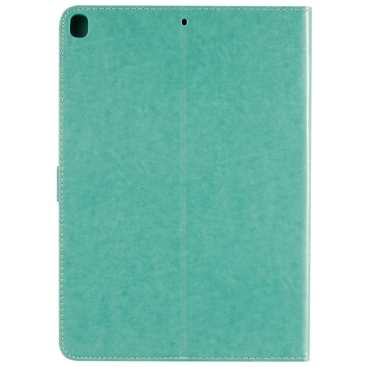 For iPad 10.2 / Pro 10.5 / Air 2019 Pressed Printing Woman and Cat Pattern Horizontal Flip Leather Case with Holder & Card Slots & Wallet(Green) - iPad Air (2019) Cases by buy2fix | Online Shopping UK | buy2fix