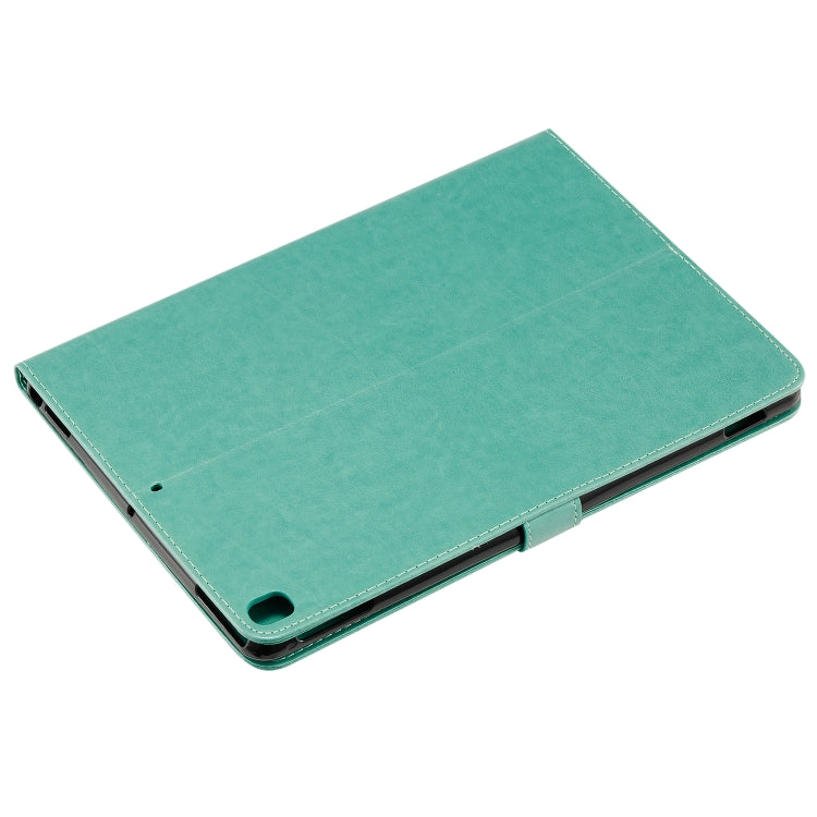 For iPad 10.2 / Pro 10.5 / Air 2019 Pressed Printing Woman and Cat Pattern Horizontal Flip Leather Case with Holder & Card Slots & Wallet(Green) - iPad Air (2019) Cases by buy2fix | Online Shopping UK | buy2fix