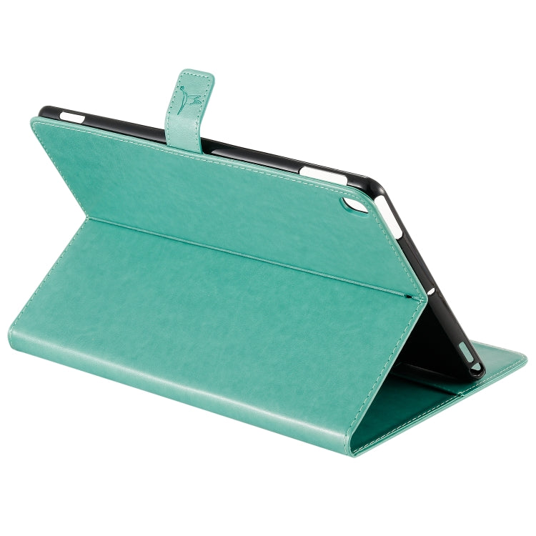 For iPad 10.2 / Pro 10.5 / Air 2019 Pressed Printing Woman and Cat Pattern Horizontal Flip Leather Case with Holder & Card Slots & Wallet(Green) - iPad Air (2019) Cases by buy2fix | Online Shopping UK | buy2fix