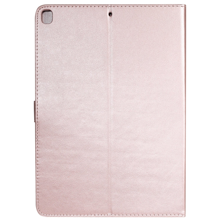 For iPad 10.2 / Pro 10.5 / Air 2019 Pressed Printing Woman and Cat Pattern Horizontal Flip Leather Case with Holder & Card Slots & Wallet(Rose Gold) - iPad Air (2019) Cases by buy2fix | Online Shopping UK | buy2fix
