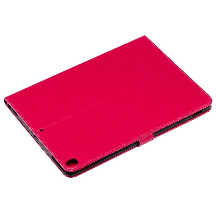 For iPad 10.2 / Pro 10.5 / Air 2019 Pressed Printing Woman and Cat Pattern Horizontal Flip Leather Case with Holder & Card Slots & Wallet(Rose Red) - iPad Air (2019) Cases by buy2fix | Online Shopping UK | buy2fix