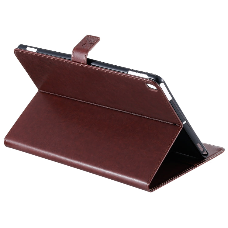 For iPad 10.2 / Pro 10.5 / Air 2019 Pressed Printing Woman and Cat Pattern Horizontal Flip Leather Case with Holder & Card Slots & Wallet(Brown) - iPad Air (2019) Cases by buy2fix | Online Shopping UK | buy2fix