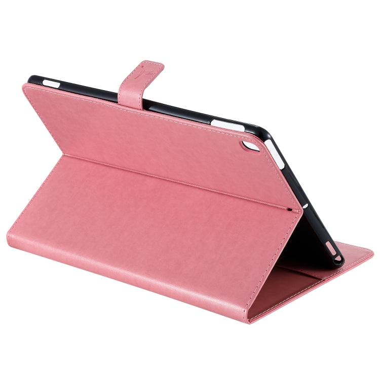 For iPad 10.2 / Pro 10.5 / Air 2019 Pressed Printing Woman and Cat Pattern Horizontal Flip Leather Case with Holder & Card Slots & Wallet(Pink) - iPad Air (2019) Cases by buy2fix | Online Shopping UK | buy2fix
