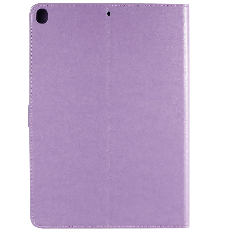 For iPad 10.2 / Pro 10.5 / Air 2019 Pressed Printing Woman and Cat Pattern Horizontal Flip Leather Case with Holder & Card Slots & Wallet(Purple) - iPad Air (2019) Cases by buy2fix | Online Shopping UK | buy2fix