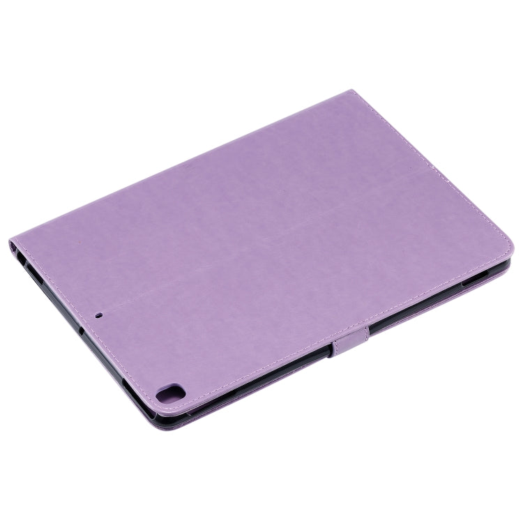 For iPad 10.2 / Pro 10.5 / Air 2019 Pressed Printing Woman and Cat Pattern Horizontal Flip Leather Case with Holder & Card Slots & Wallet(Purple) - iPad Air (2019) Cases by buy2fix | Online Shopping UK | buy2fix