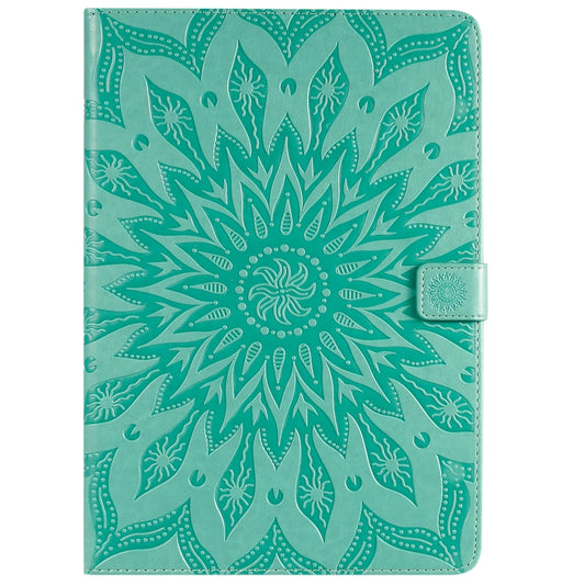 For iPad 10.2 / Pro 10.5 / Air 2019 Pressed Printing Sun Flower Pattern Horizontal Flip Leather Case with Holder & Card Slots & Wallet(Green) - iPad Air (2019) Cases by buy2fix | Online Shopping UK | buy2fix