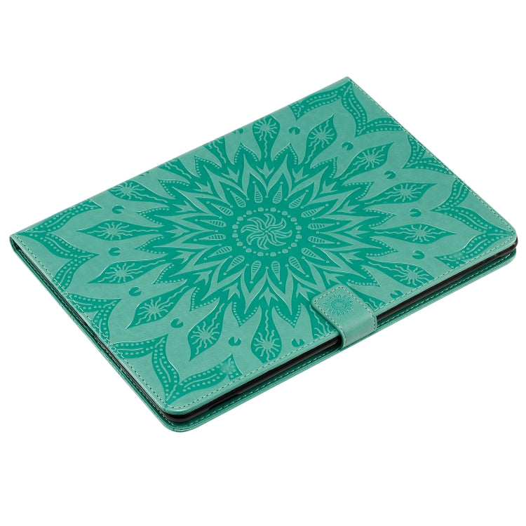 For iPad 10.2 / Pro 10.5 / Air 2019 Pressed Printing Sun Flower Pattern Horizontal Flip Leather Case with Holder & Card Slots & Wallet(Green) - iPad Air (2019) Cases by buy2fix | Online Shopping UK | buy2fix