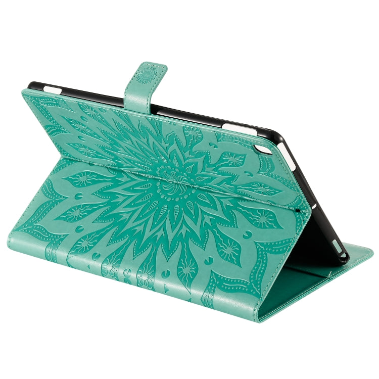 For iPad 10.2 / Pro 10.5 / Air 2019 Pressed Printing Sun Flower Pattern Horizontal Flip Leather Case with Holder & Card Slots & Wallet(Green) - iPad Air (2019) Cases by buy2fix | Online Shopping UK | buy2fix