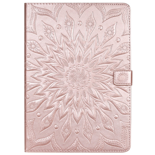 For iPad 10.2 / Pro 10.5 / Air 2019 Pressed Printing Sun Flower Pattern Horizontal Flip Leather Case with Holder & Card Slots & Wallet(Rose Gold) - iPad Air (2019) Cases by buy2fix | Online Shopping UK | buy2fix