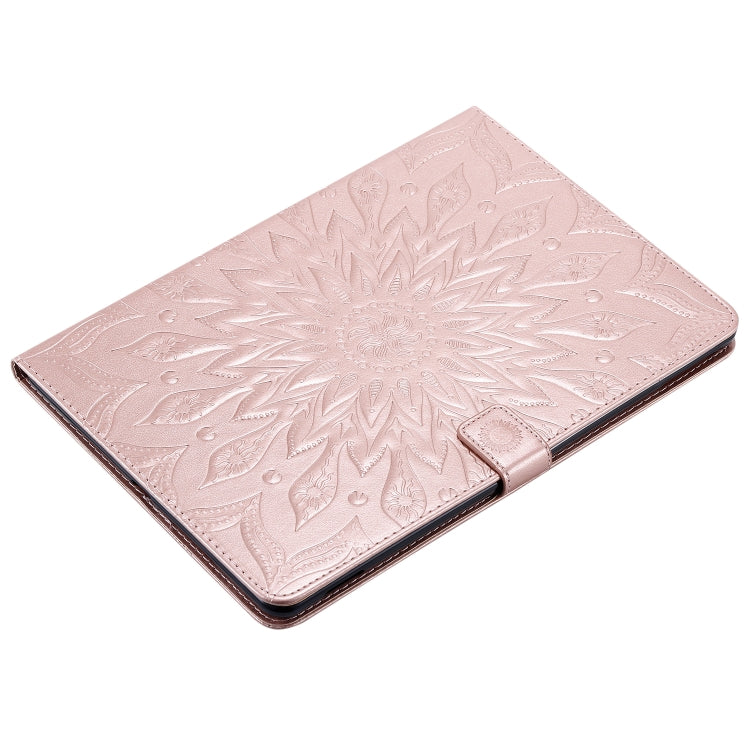 For iPad 10.2 / Pro 10.5 / Air 2019 Pressed Printing Sun Flower Pattern Horizontal Flip Leather Case with Holder & Card Slots & Wallet(Rose Gold) - iPad Air (2019) Cases by buy2fix | Online Shopping UK | buy2fix