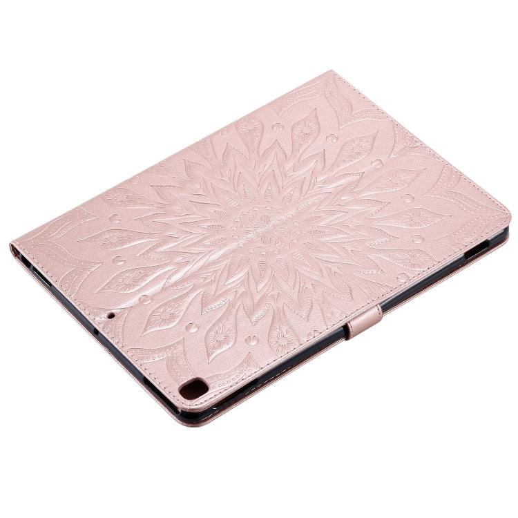 For iPad 10.2 / Pro 10.5 / Air 2019 Pressed Printing Sun Flower Pattern Horizontal Flip Leather Case with Holder & Card Slots & Wallet(Rose Gold) - iPad Air (2019) Cases by buy2fix | Online Shopping UK | buy2fix