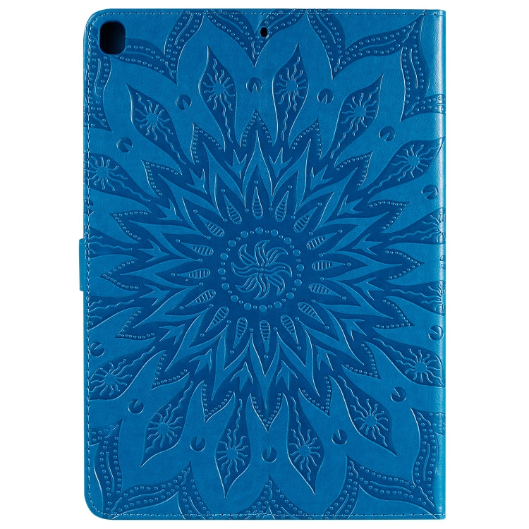 For iPad 10.2 / Pro 10.5 / Air 2019 Pressed Printing Sun Flower Pattern Horizontal Flip Leather Case with Holder & Card Slots & Wallet(Blue) - iPad Air (2019) Cases by buy2fix | Online Shopping UK | buy2fix