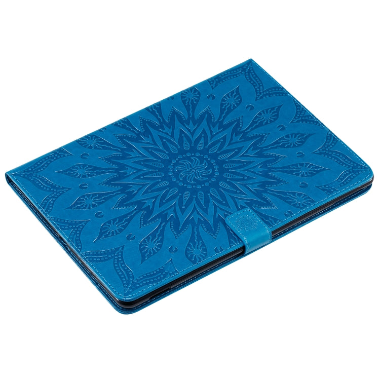For iPad 10.2 / Pro 10.5 / Air 2019 Pressed Printing Sun Flower Pattern Horizontal Flip Leather Case with Holder & Card Slots & Wallet(Blue) - iPad Air (2019) Cases by buy2fix | Online Shopping UK | buy2fix