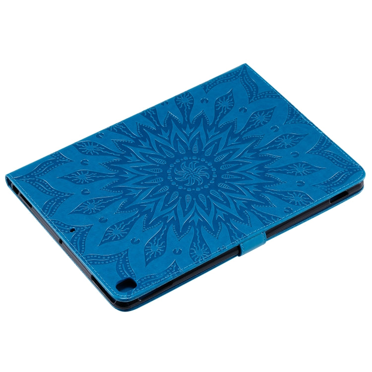 For iPad 10.2 / Pro 10.5 / Air 2019 Pressed Printing Sun Flower Pattern Horizontal Flip Leather Case with Holder & Card Slots & Wallet(Blue) - iPad Air (2019) Cases by buy2fix | Online Shopping UK | buy2fix