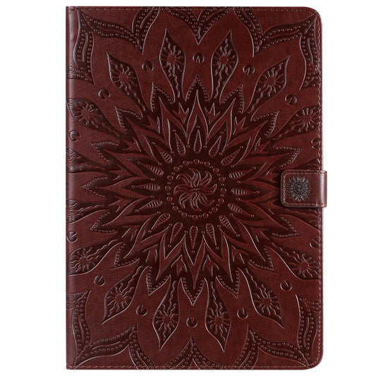 For iPad 10.2 / Pro 10.5 / Air 2019 Pressed Printing Sun Flower Pattern Horizontal Flip Leather Case with Holder & Card Slots & Wallet(Brown) - iPad Air (2019) Cases by buy2fix | Online Shopping UK | buy2fix