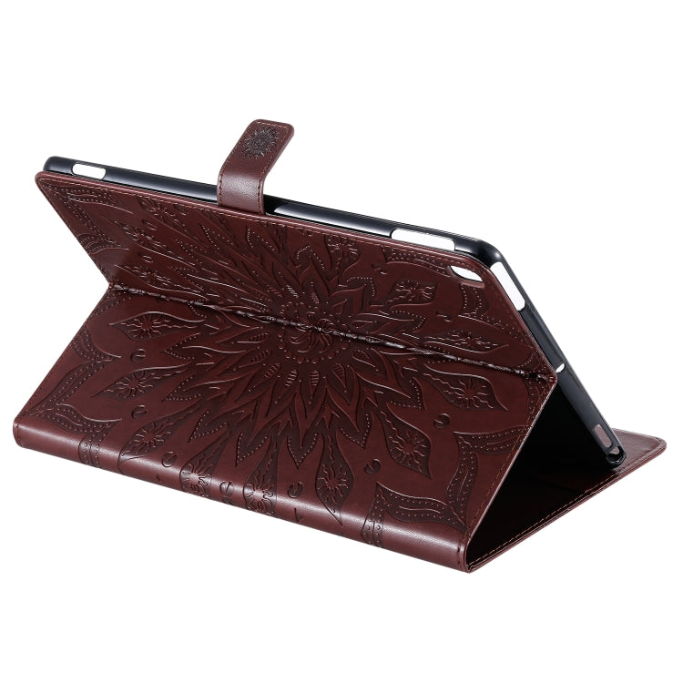 For iPad 10.2 / Pro 10.5 / Air 2019 Pressed Printing Sun Flower Pattern Horizontal Flip Leather Case with Holder & Card Slots & Wallet(Brown) - iPad Air (2019) Cases by buy2fix | Online Shopping UK | buy2fix