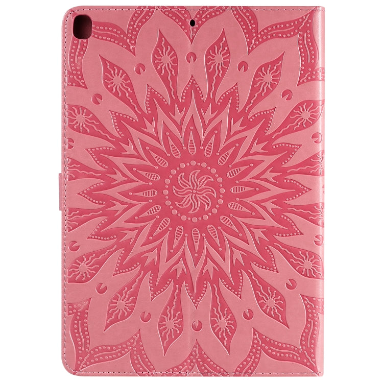 For iPad 10.2 / Pro 10.5 / Air 2019 Pressed Printing Sun Flower Pattern Horizontal Flip Leather Case with Holder & Card Slots & Wallet(Pink) - iPad Air (2019) Cases by buy2fix | Online Shopping UK | buy2fix