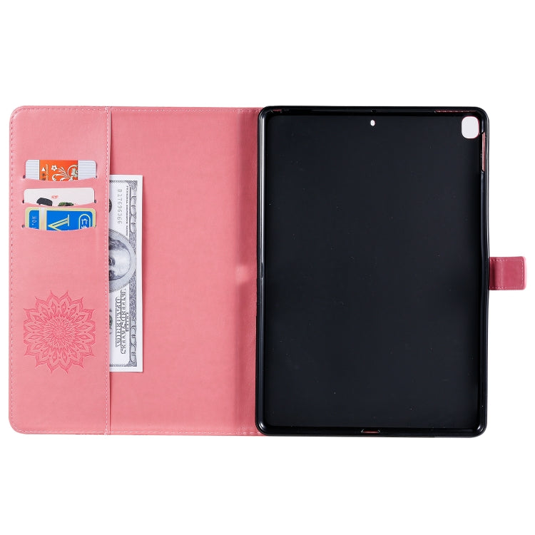 For iPad 10.2 / Pro 10.5 / Air 2019 Pressed Printing Sun Flower Pattern Horizontal Flip Leather Case with Holder & Card Slots & Wallet(Pink) - iPad Air (2019) Cases by buy2fix | Online Shopping UK | buy2fix