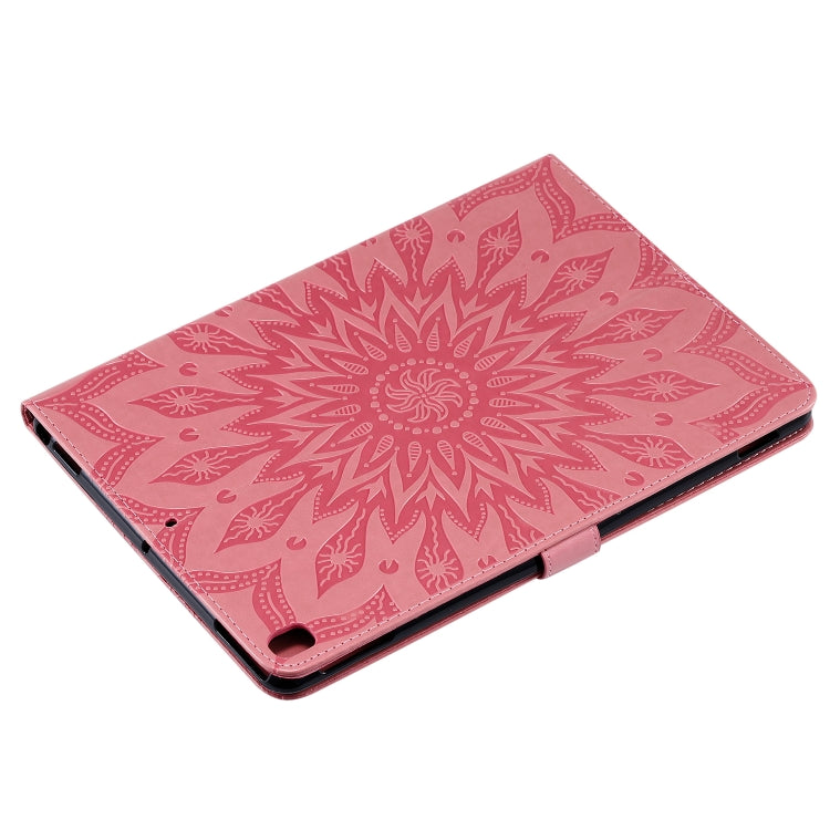 For iPad 10.2 / Pro 10.5 / Air 2019 Pressed Printing Sun Flower Pattern Horizontal Flip Leather Case with Holder & Card Slots & Wallet(Pink) - iPad Air (2019) Cases by buy2fix | Online Shopping UK | buy2fix