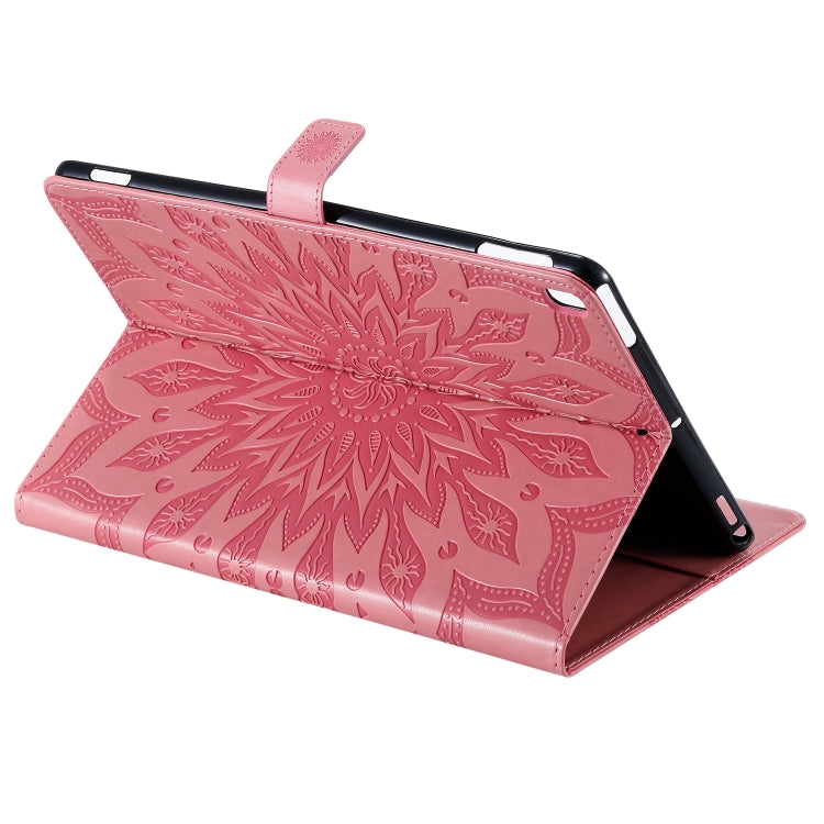For iPad 10.2 / Pro 10.5 / Air 2019 Pressed Printing Sun Flower Pattern Horizontal Flip Leather Case with Holder & Card Slots & Wallet(Pink) - iPad Air (2019) Cases by buy2fix | Online Shopping UK | buy2fix